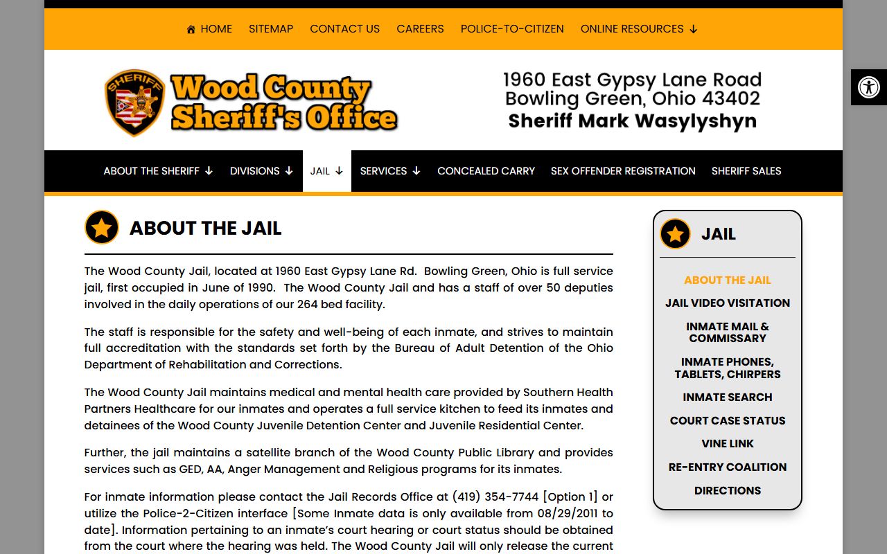 Wood County Sheriff's Office About the Jail page